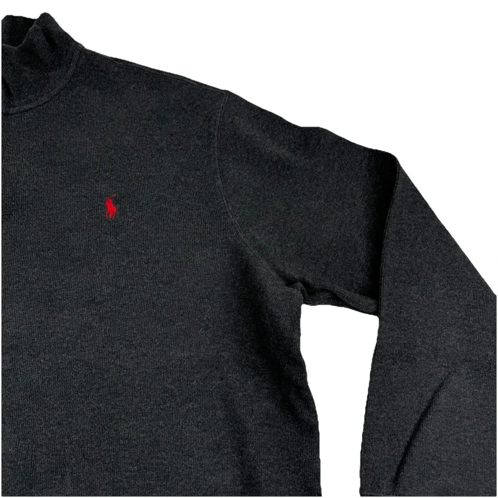 Polo Ralph Lauren Mens XXL 1/4 Zip Pullover Dark Gray Cotton Sweater Red Pony